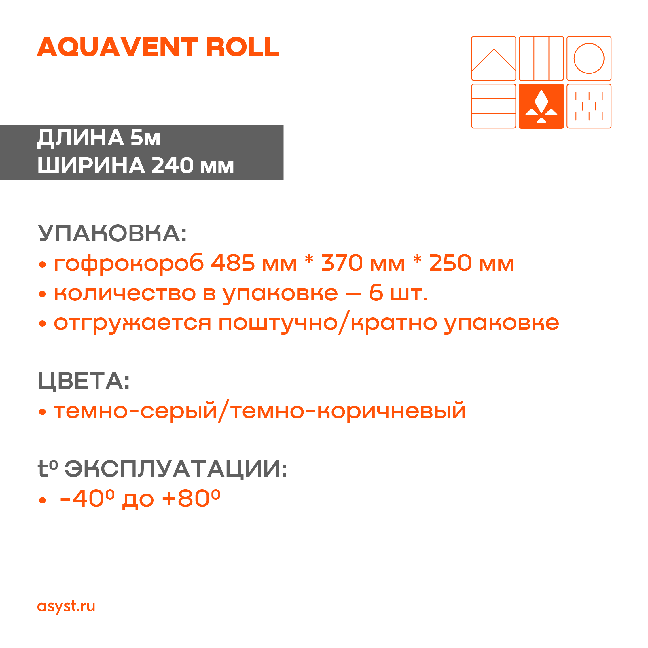 Аэроэлемент конька AQUAVENT ROLL